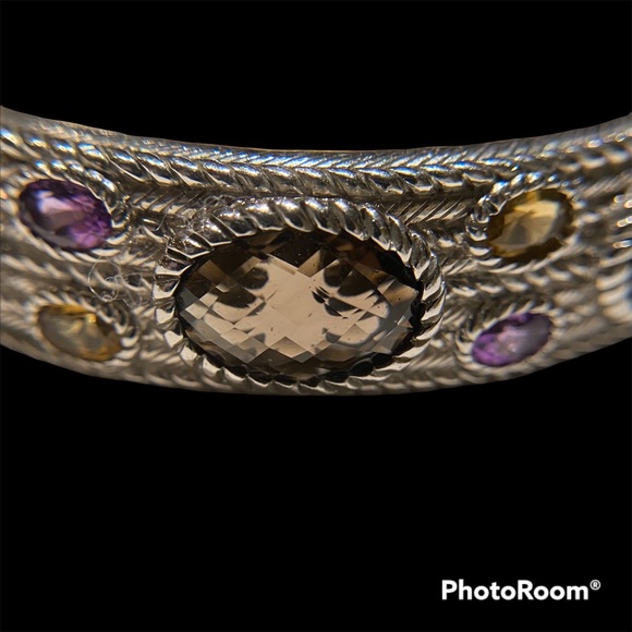 Heavy Judith Ripka Sterling Silver cuff bracelet - Picture 2 of 7